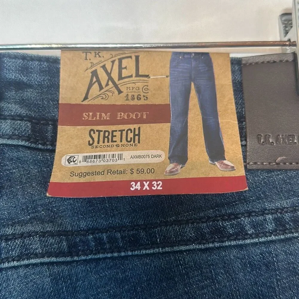 T.K. Axel Slim Boot Stretch Jeans‎ size 34x32 Dark Wash